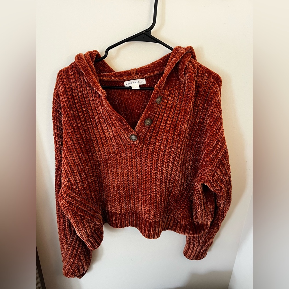 Aeropostale Rust Orange Hooded Sweater